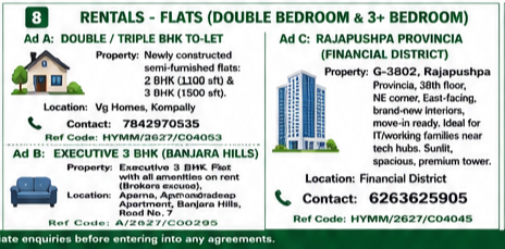 2 & 3 BHK Flats for Rent