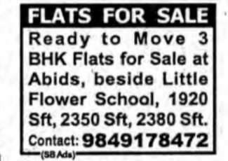 3BHK Flats for Sale in Abids