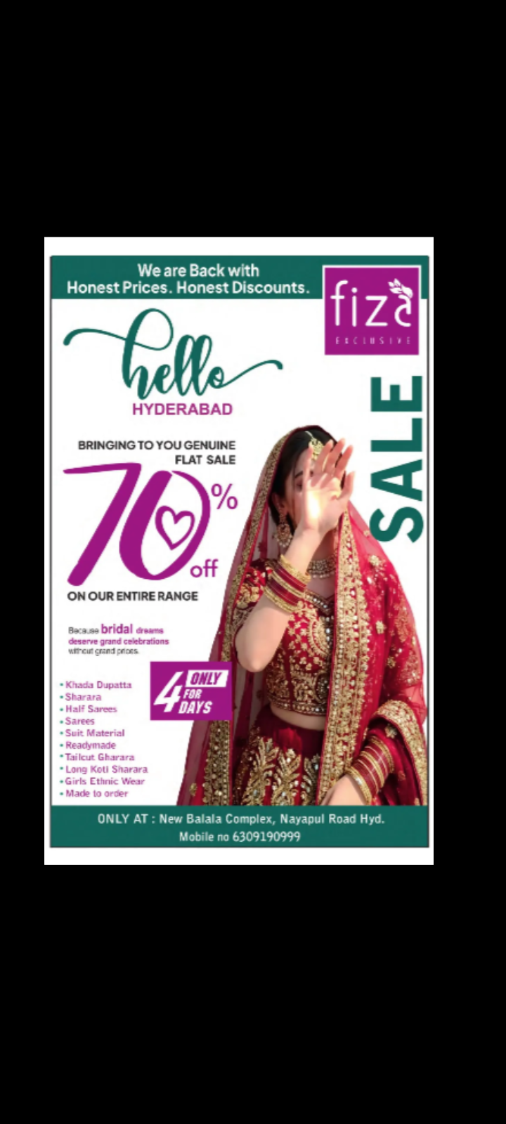 🔥 70% FLAT SALE – FIZA EXCLUSIVE 🔥