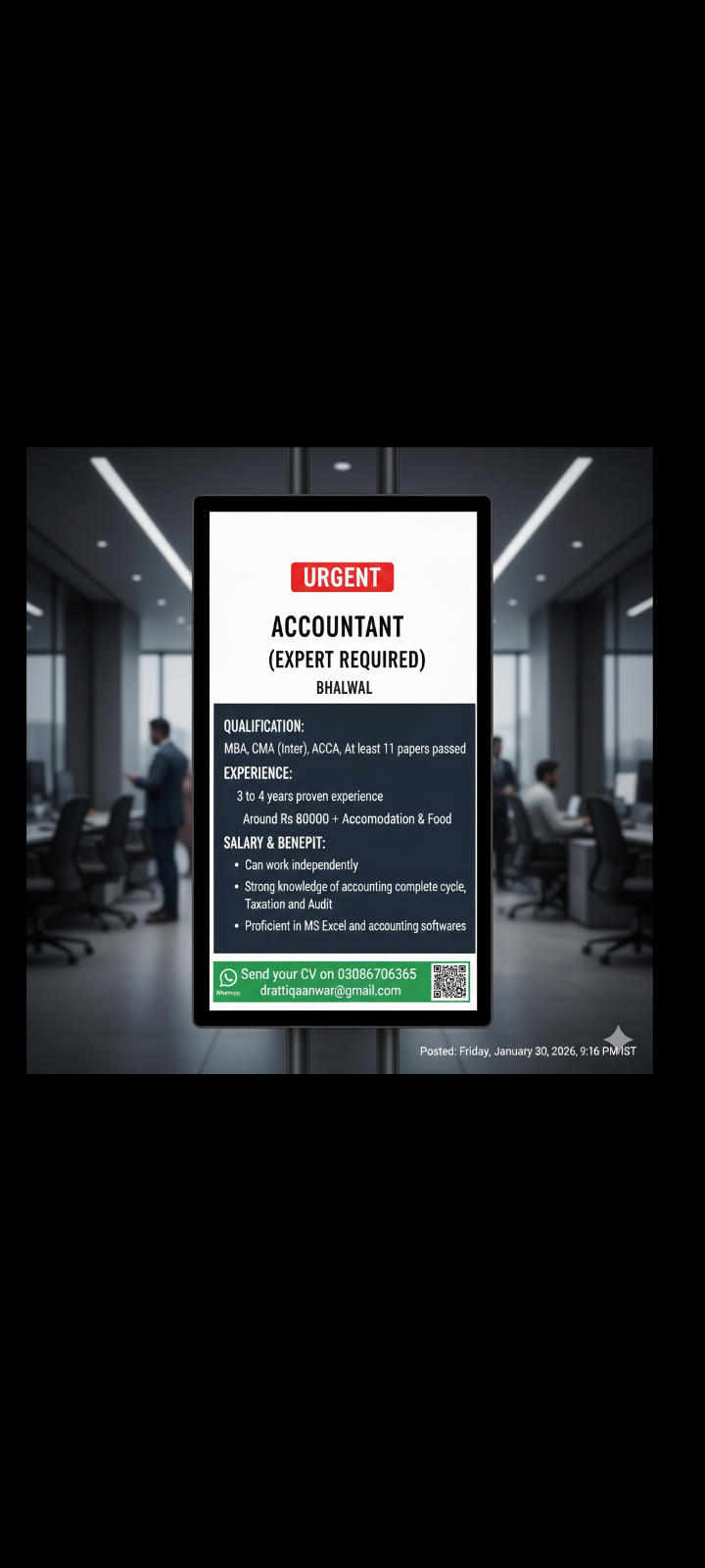 accountant job in Pakistan