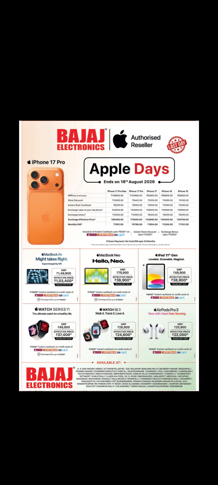 Apple Days Sale in Bajaj Electronics