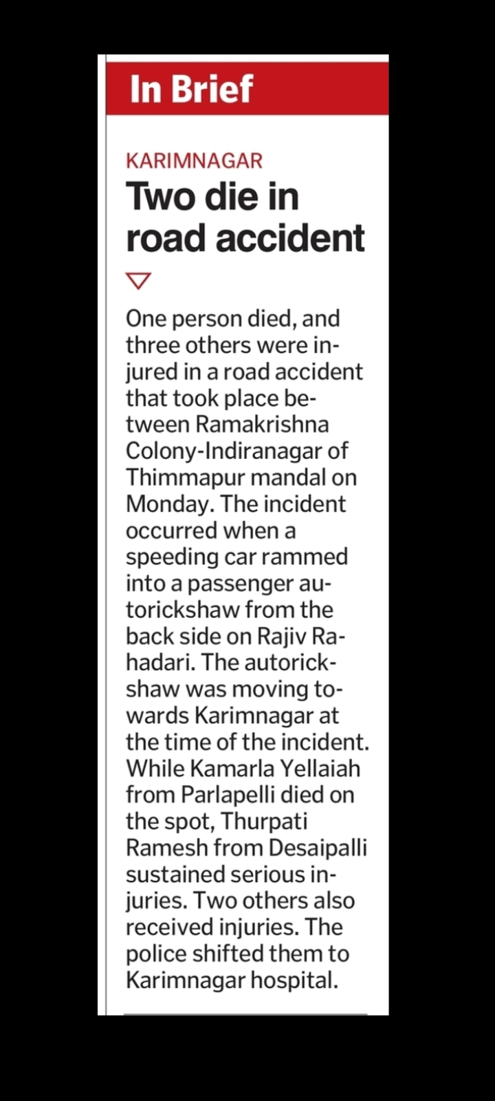 Auto-Rickshaw Road Accident