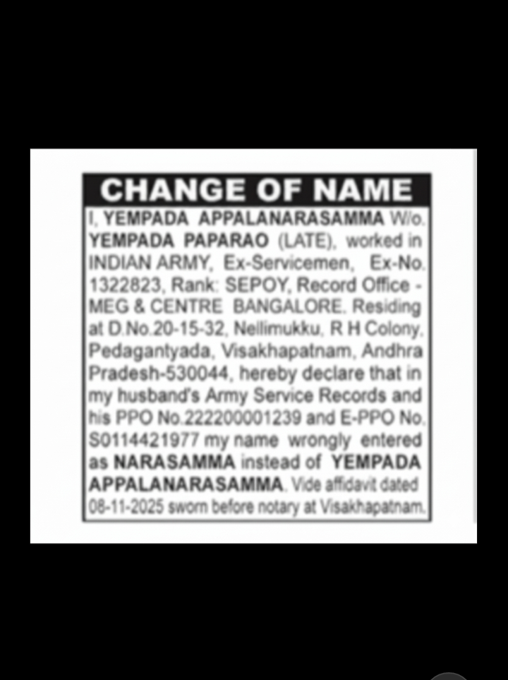 Change of Name Notice
