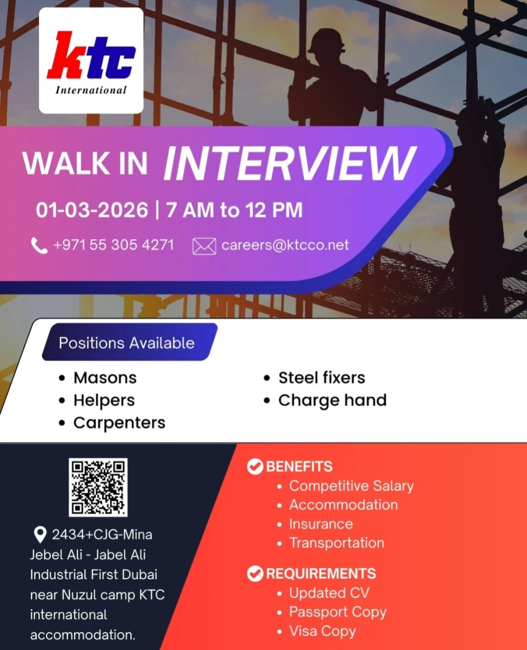 Construction Trade Jobs in Dubai, UAE