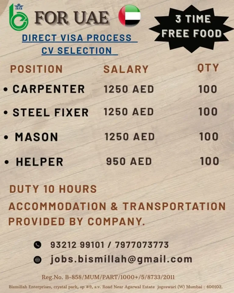 Construction Trades required in UAE