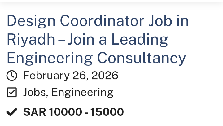 Design coordinator job opportunity in Riyadh