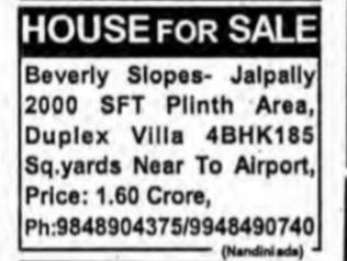 Duplex Villa for Sale in Jalpally
