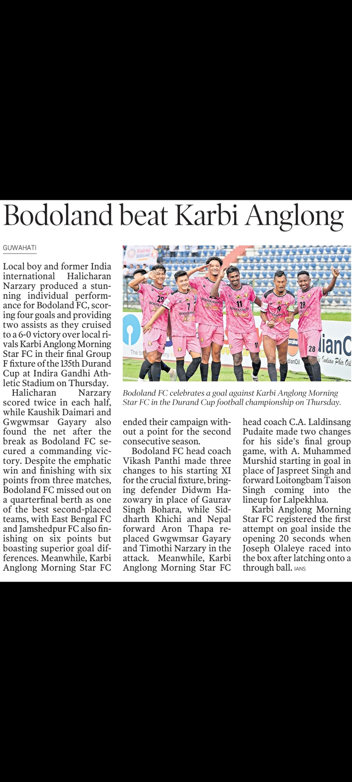 Durand Cup – Bodoland FC vs Karbi Anglong