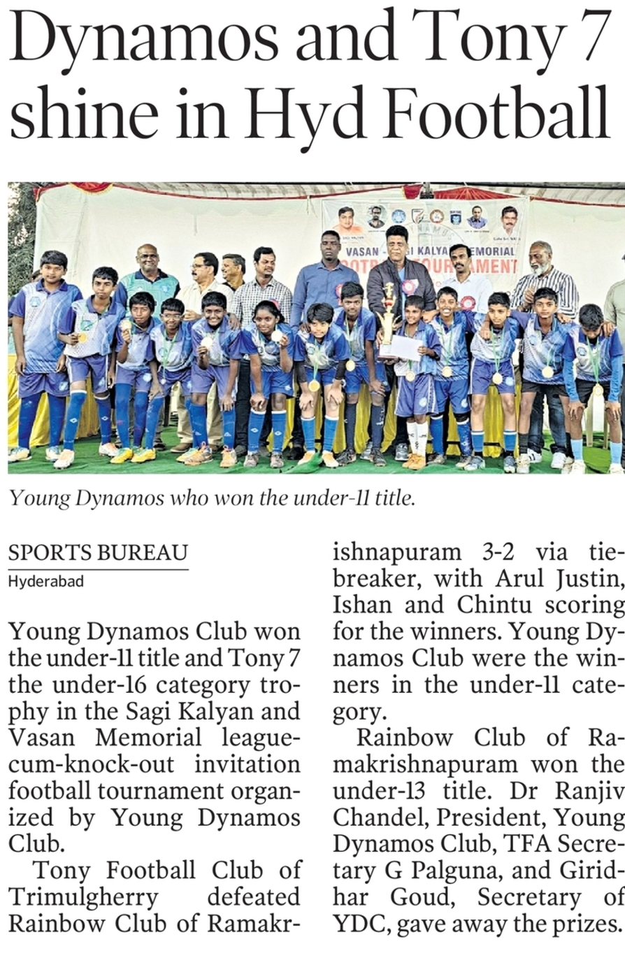 Dynamos and Tony 7 Shine in Hyderabad Football Tournament ⚽🏆