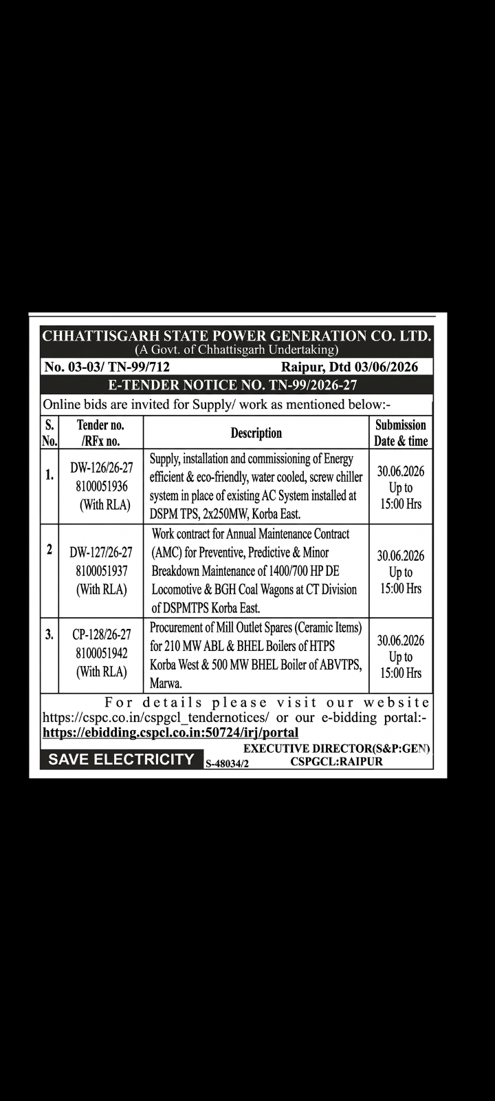 E-Tender notice