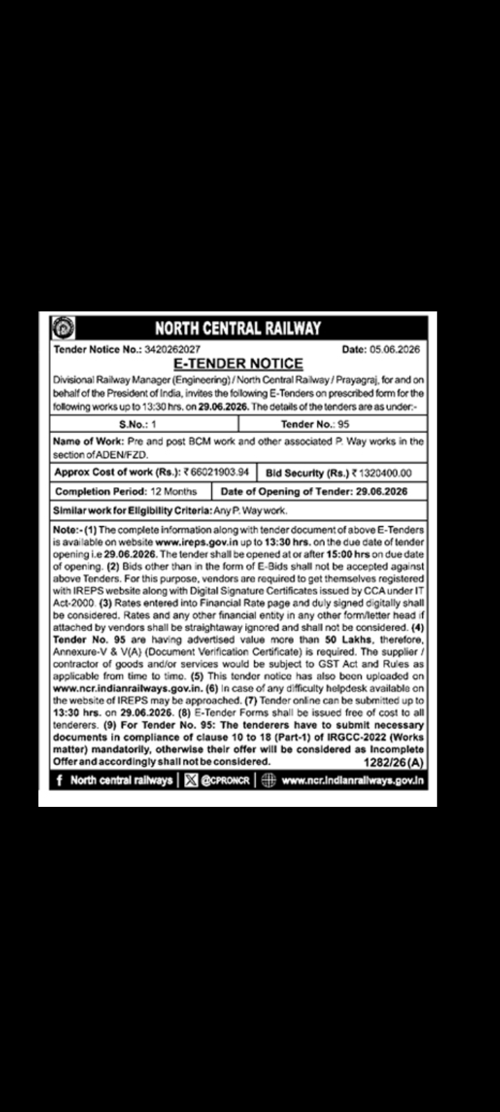 E- tender notice