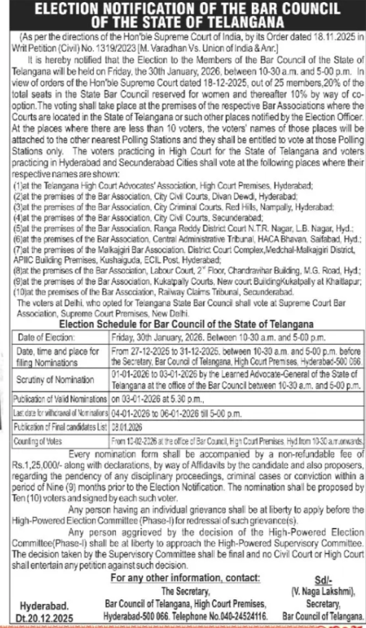 ELECTION NOTIFICATION