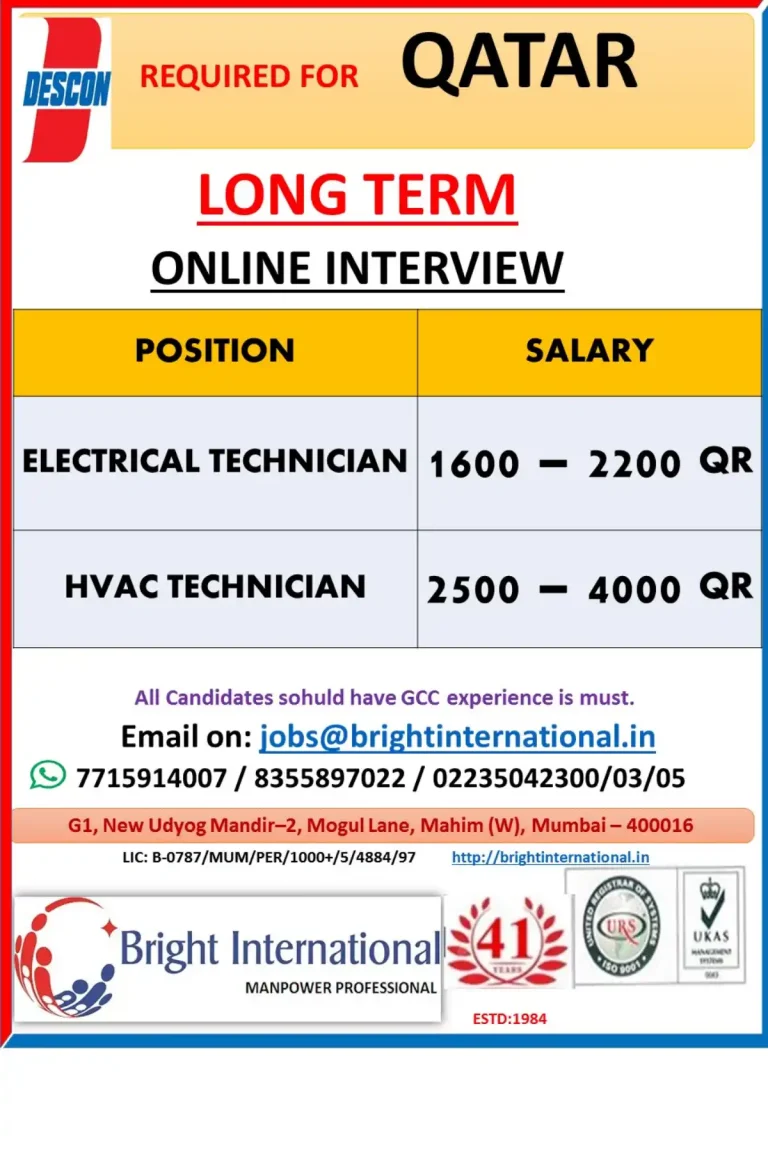 electrician required in Qatar