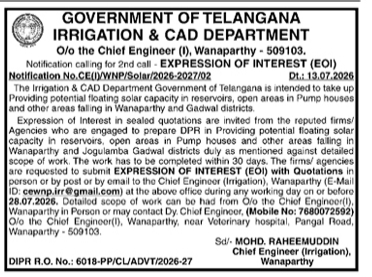 Expression of Interest for Floating Solar Projects