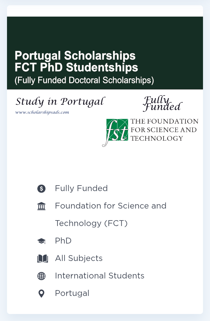FCT PhD Studentships 2026 – Portugal
