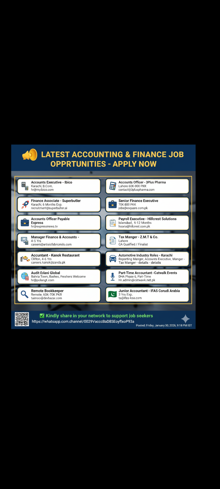 Finance Executive job in Pakistan