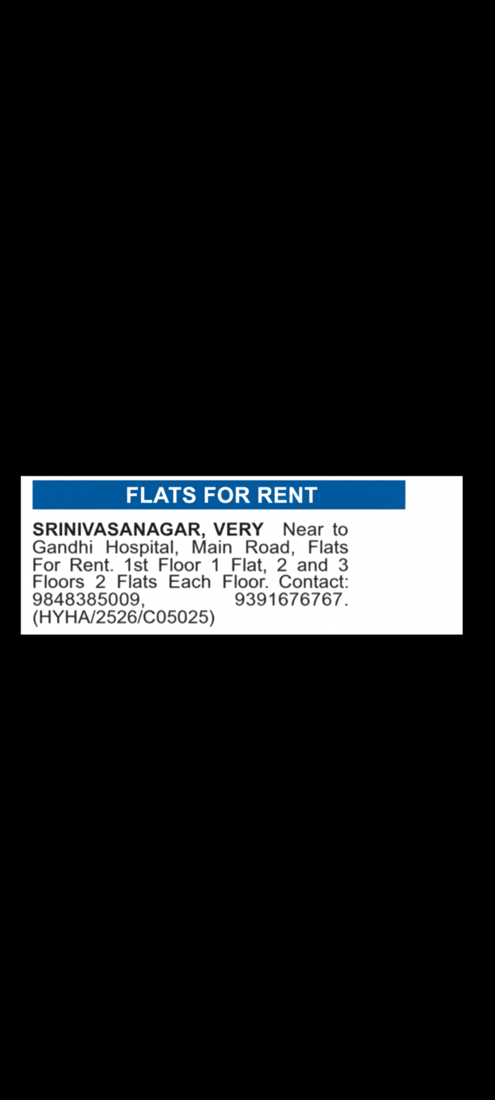 Flat for rent Secunderabad