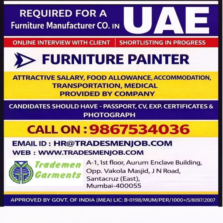 Furniture Painter required in UAE