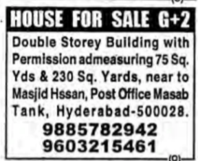G+2 Building for Sale in Masab Tank