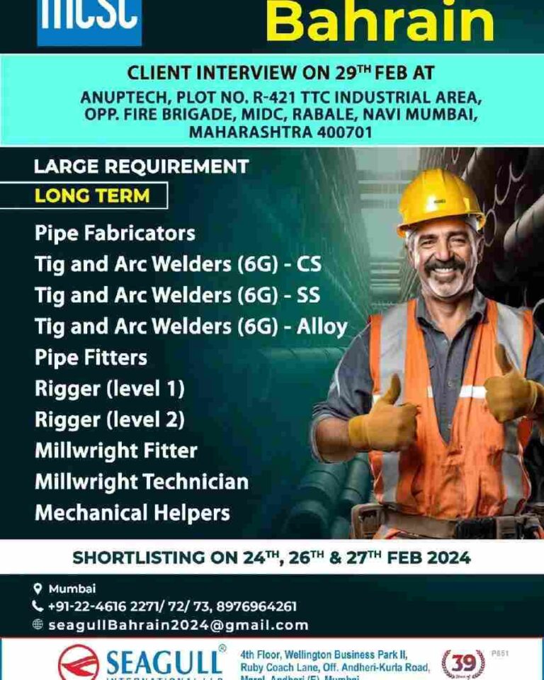 Gulf job- Long-Term Industrial Roles – Fabrication & Fitting
