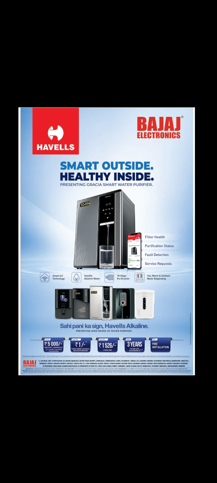 Havells Gracia Smart Water Purifier – Bajaj Electronics special offers!!!!