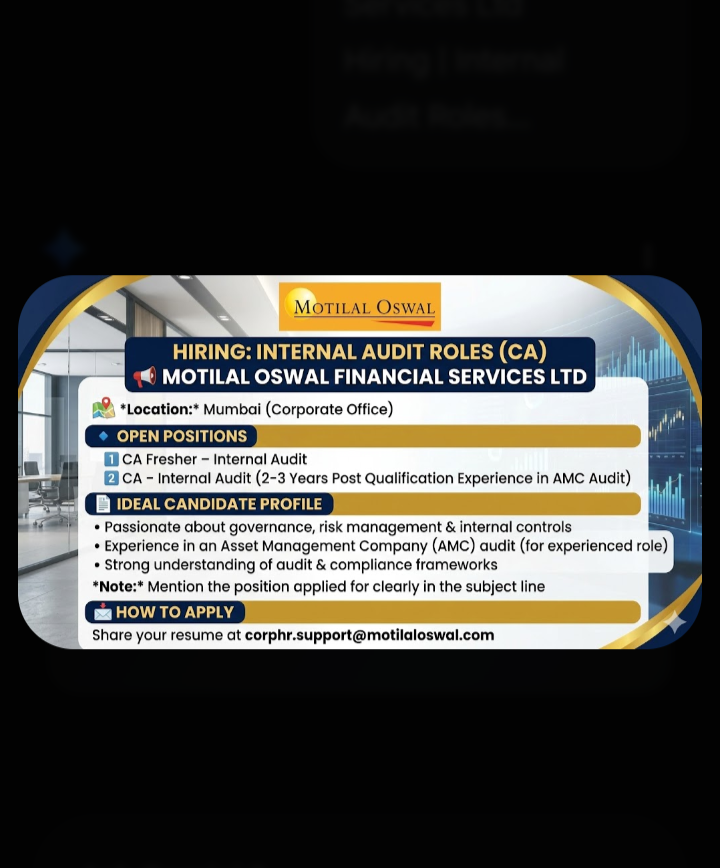 Hiring | Internal Audit Roles (CA)