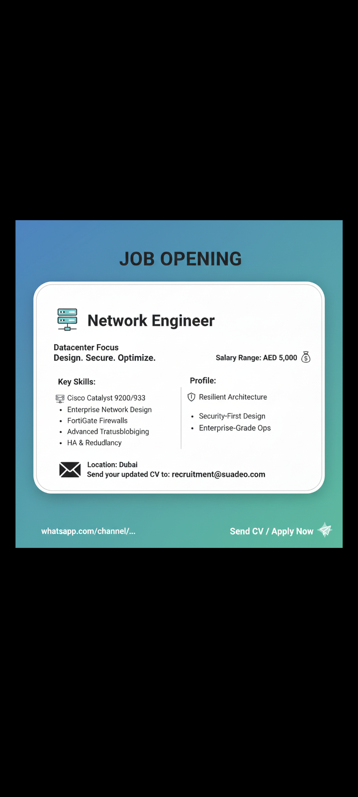 💻 Hiring – Network Engineer | Dubai