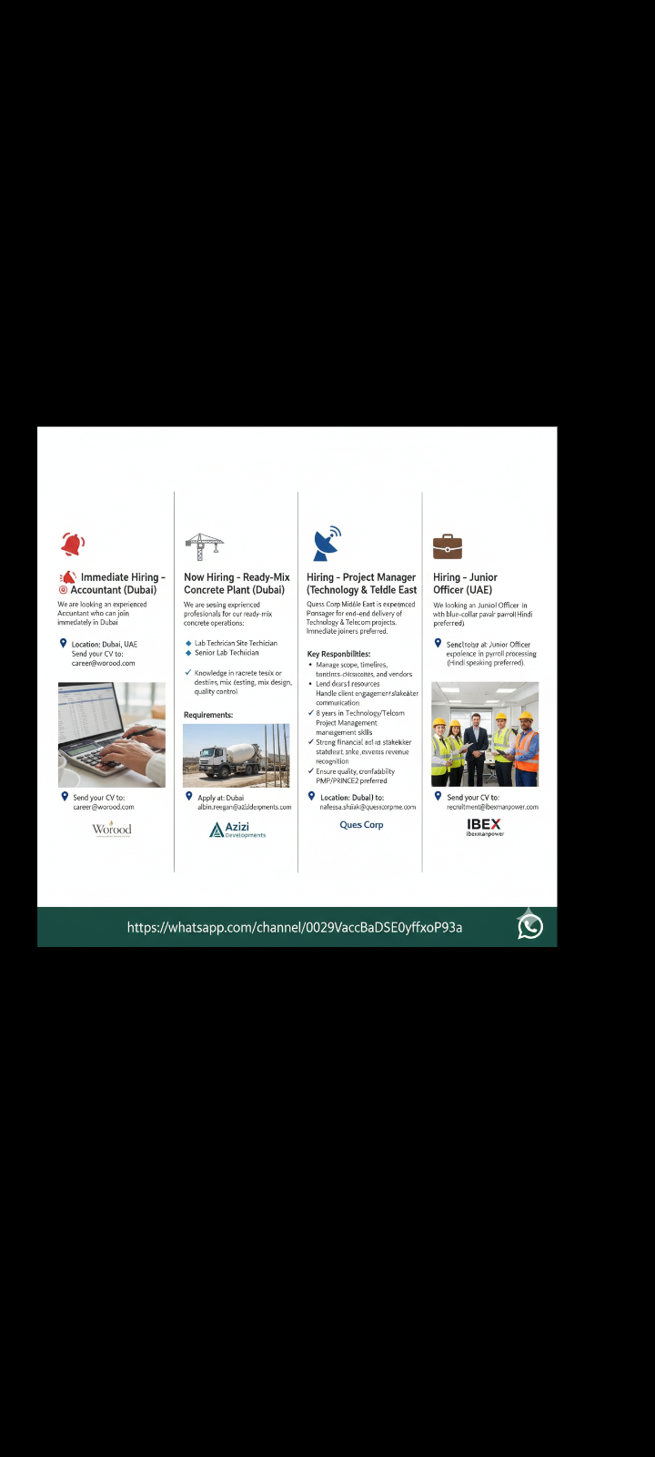 📢 Immediate Hiring (Project Manager) – Dubai