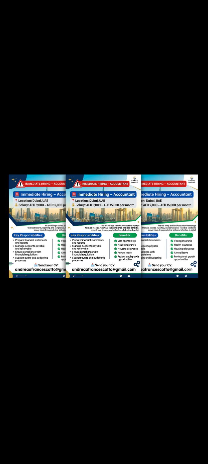 immediate job of accountant required in Dubai