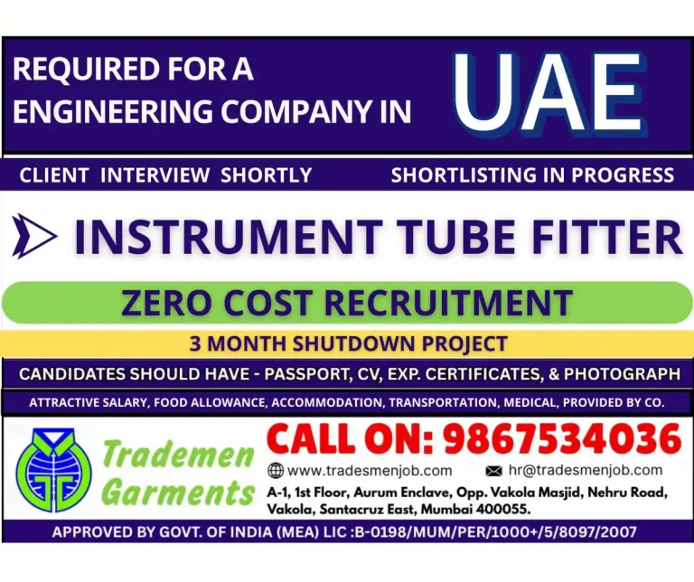 Instrument Tube Fitter (Zero Cost Recruitment)