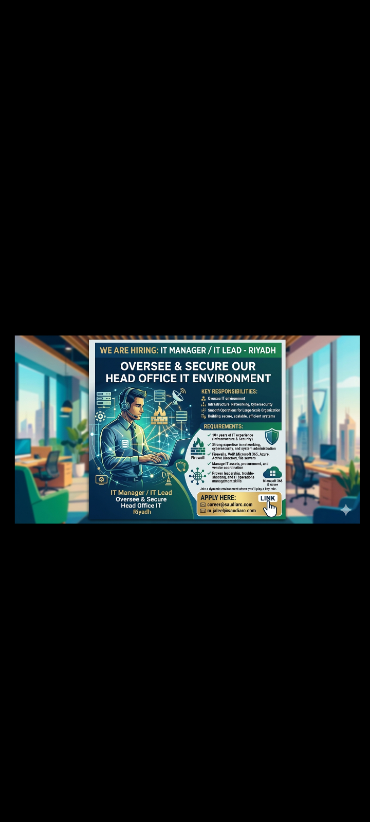 IT manager required in Riyadh