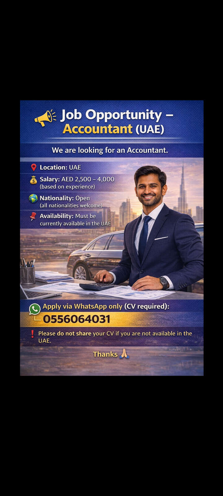 📢 Job Opportunity – Accountant | UAE 💼