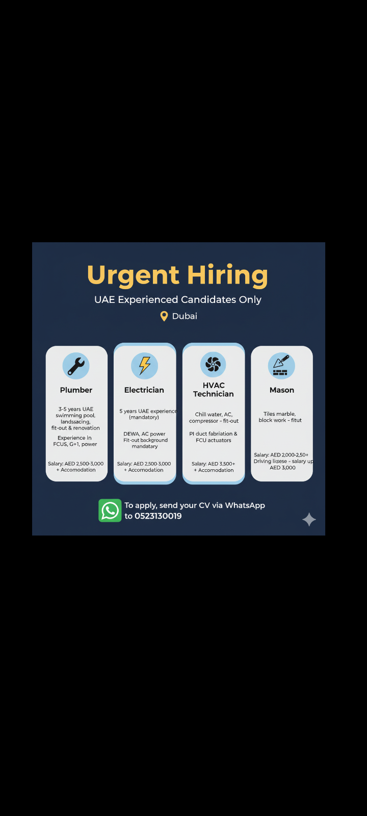 Job opportunity at Dubai