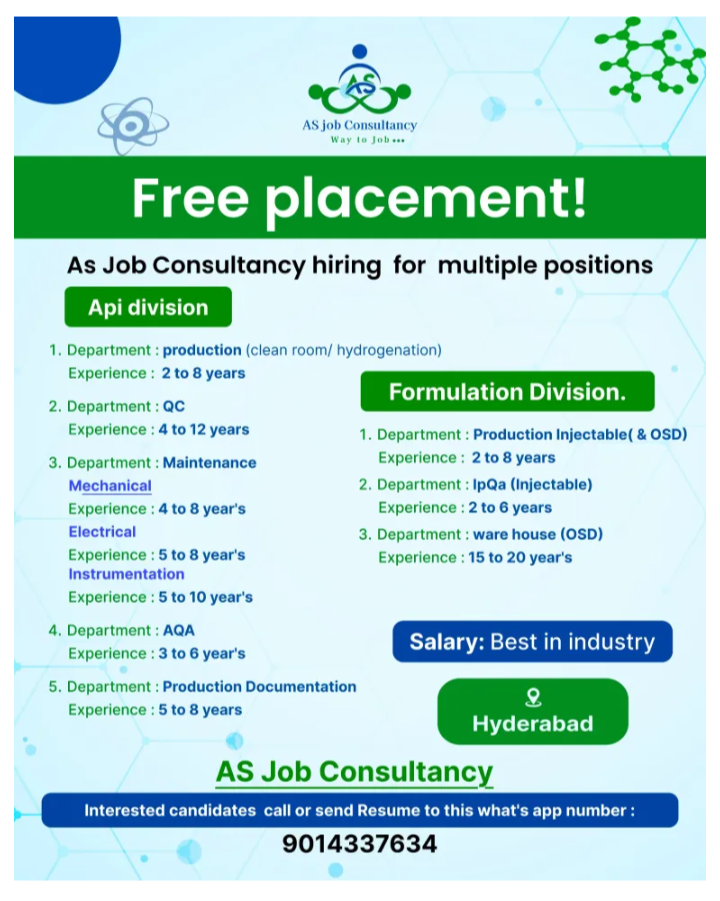 Job opportunity at pharma