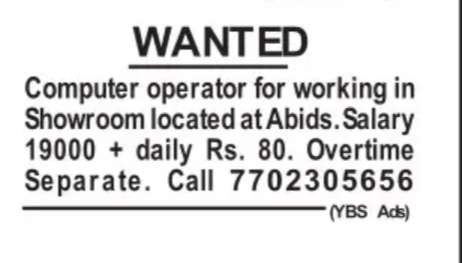 Job Opportunity in Abids! 💻
