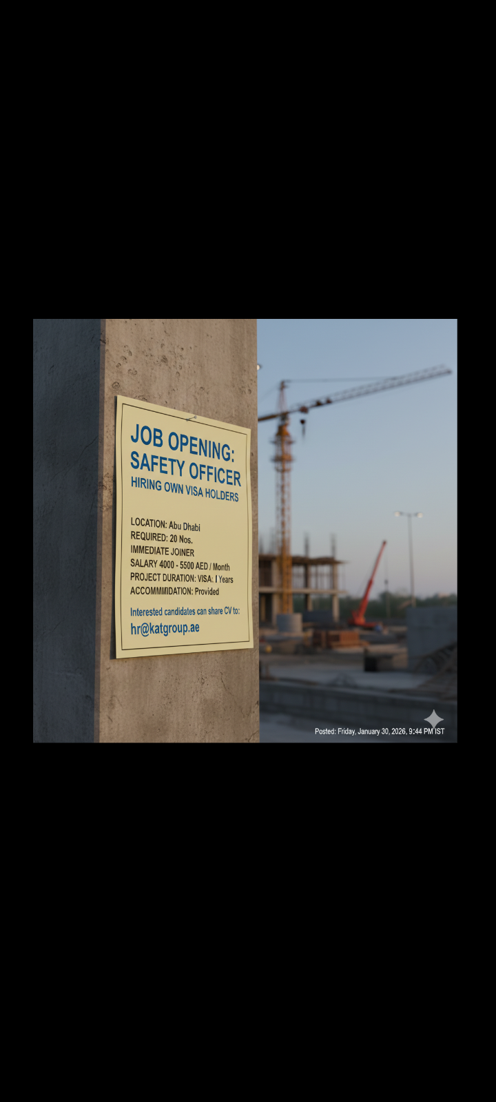 job opportunity in Abu Dhabi