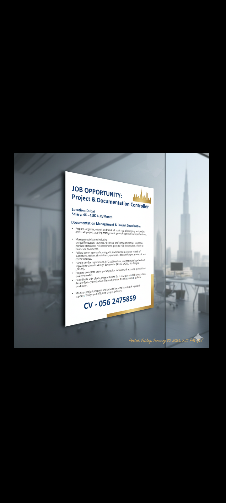 job opportunity in Dubai