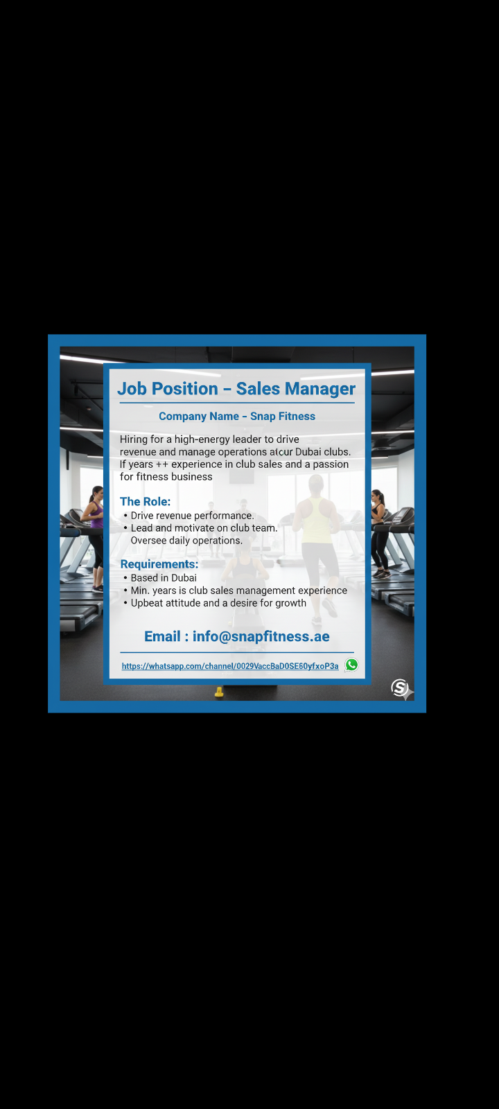 💼 Job Opportunity – Sales Manager  in Dubai