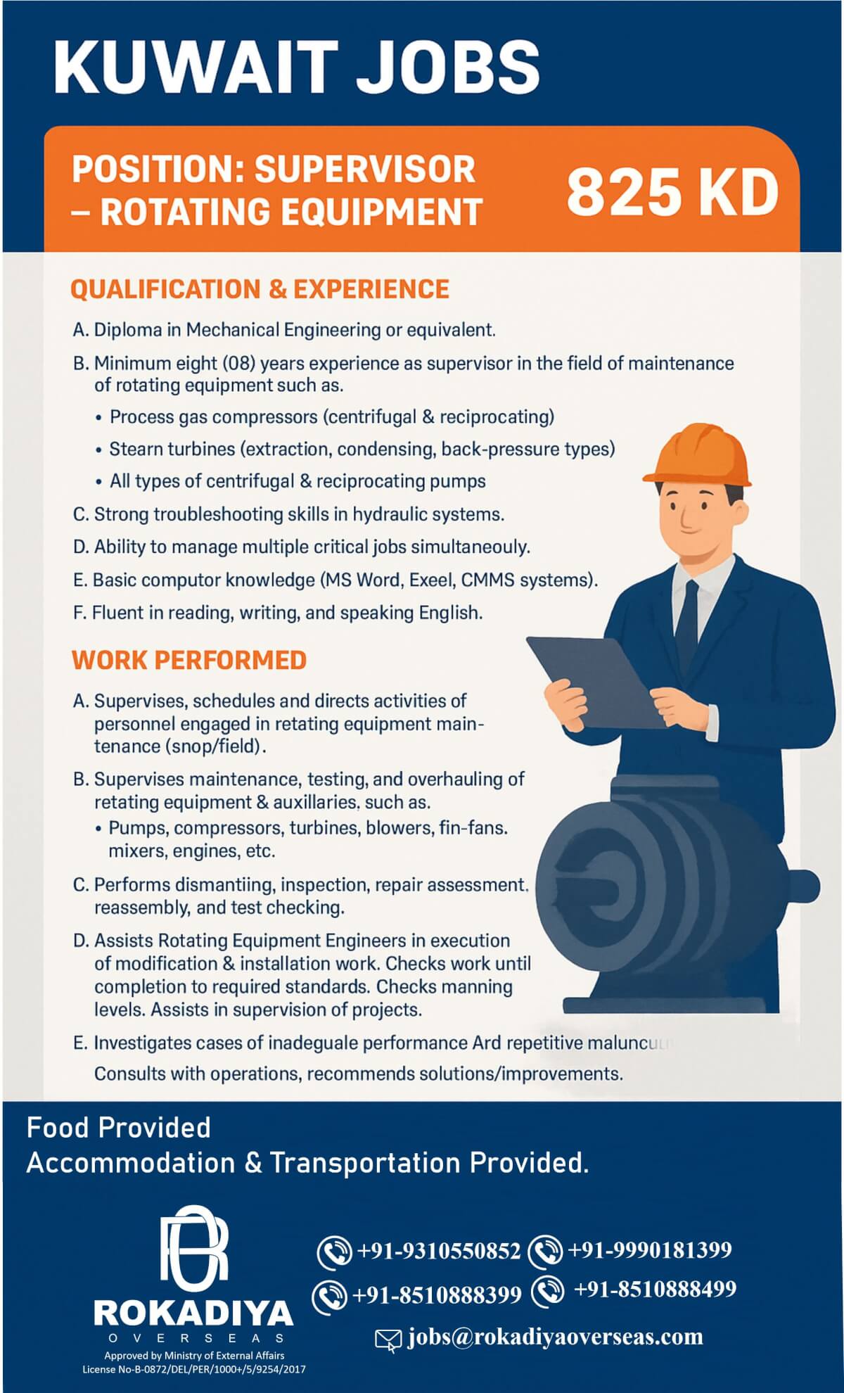 Kuwait – Supervisor (Rotating Equipment) – Urgent Requirement