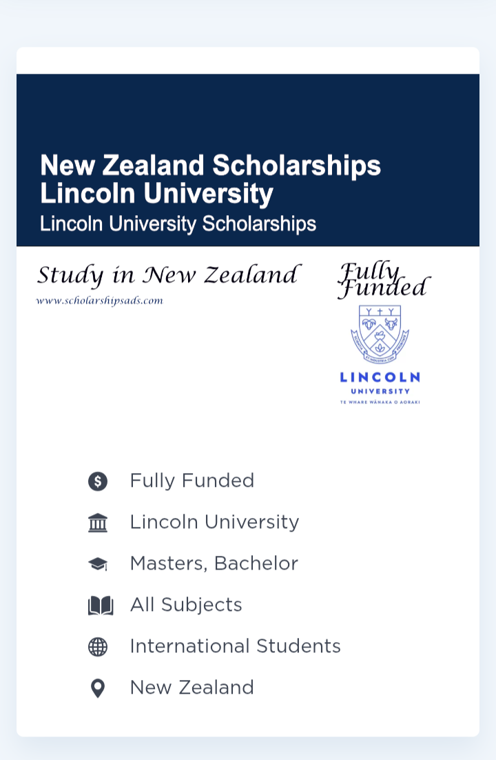 Lincoln University Scholarships 2026 – New Zealand