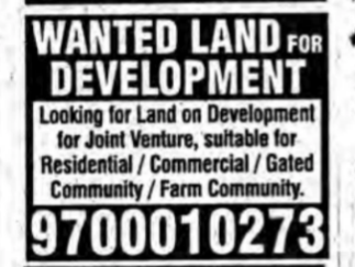 Looking for available Land for development