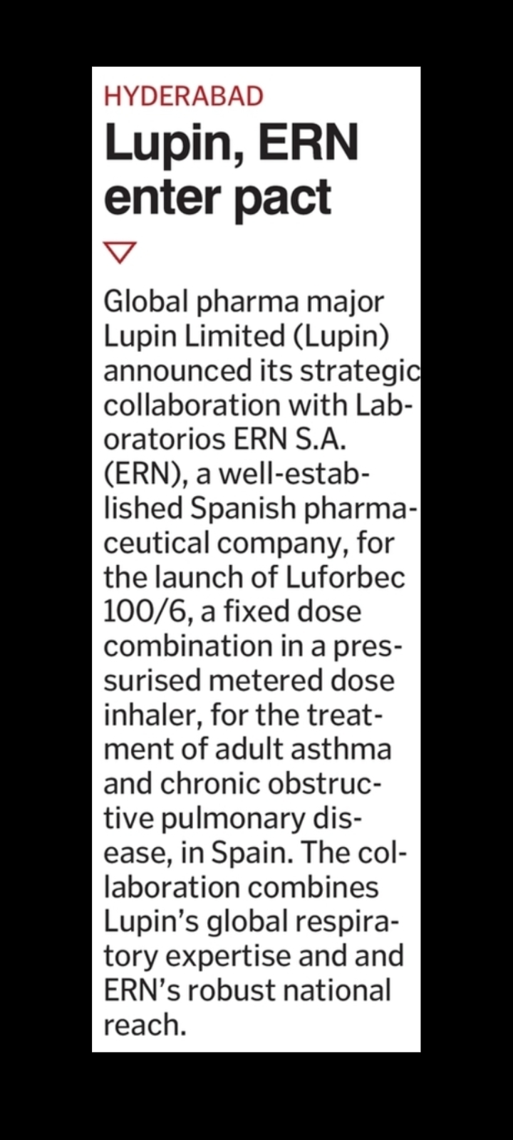 Lupin & ERN Strategic Collaboration