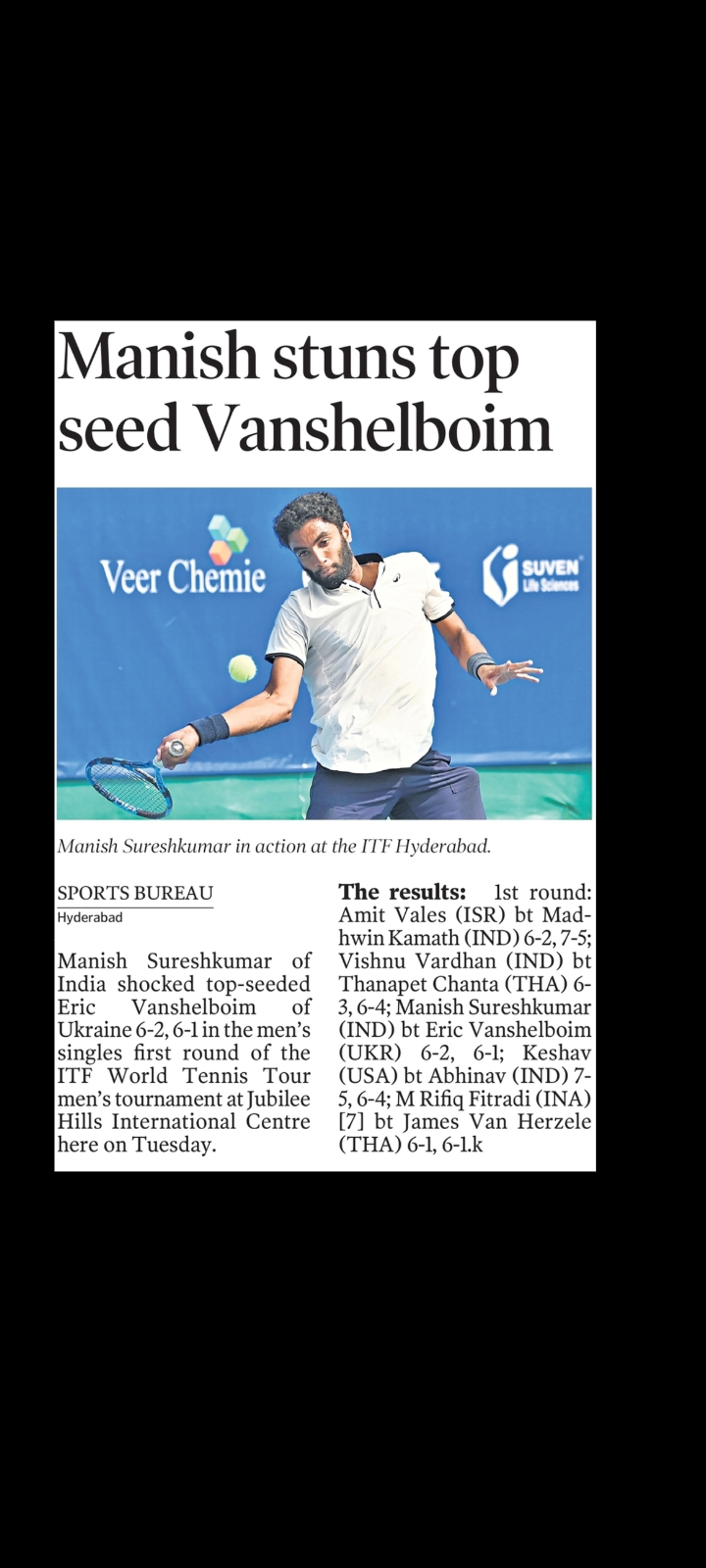 MANISH STUNS TOP SEED AT ITF HYDERABAD