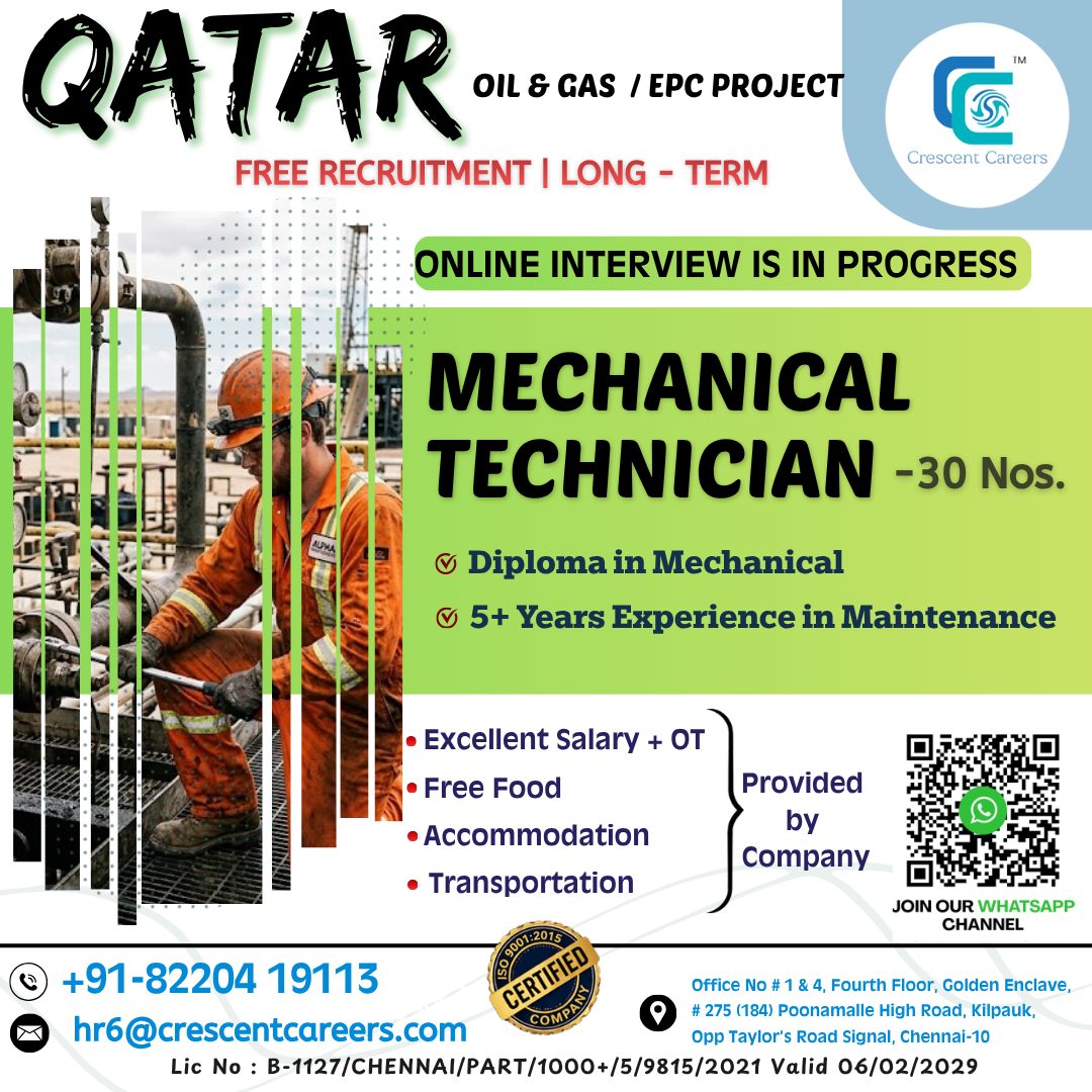 Mechanical Technician  required in Qatar