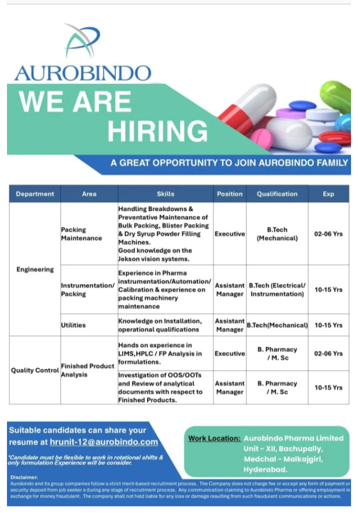 Multiple Vacancies in Quality Control / Engineering Departments