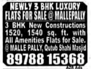 New 3BHK Flats for Sale in Mallepally