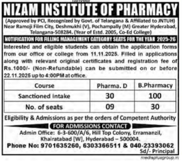 Nizam Institute of Pharmacy