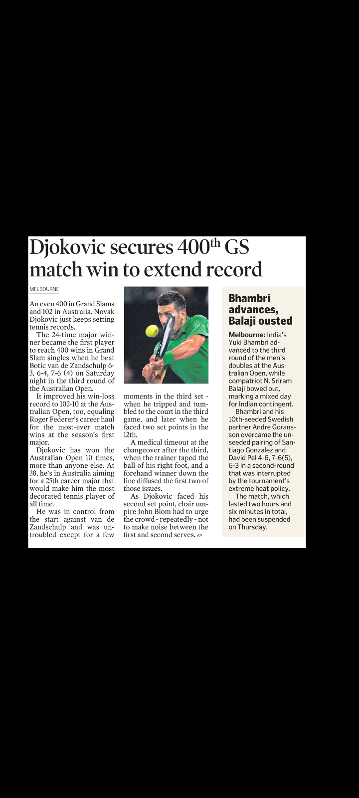 🎾 Novak Djokovic Makes History with 400 Grand Slam Wins