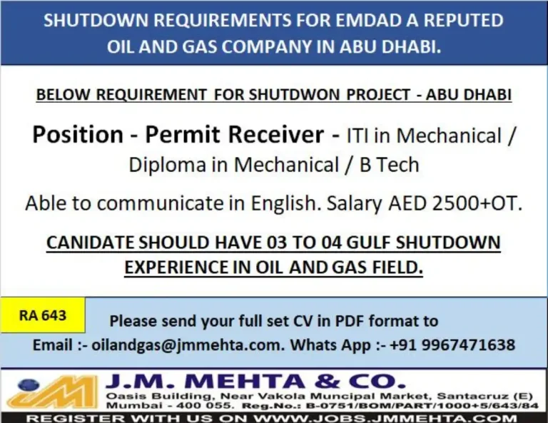 Permit Receiver – Abu Dhabi (Oil & Gas)