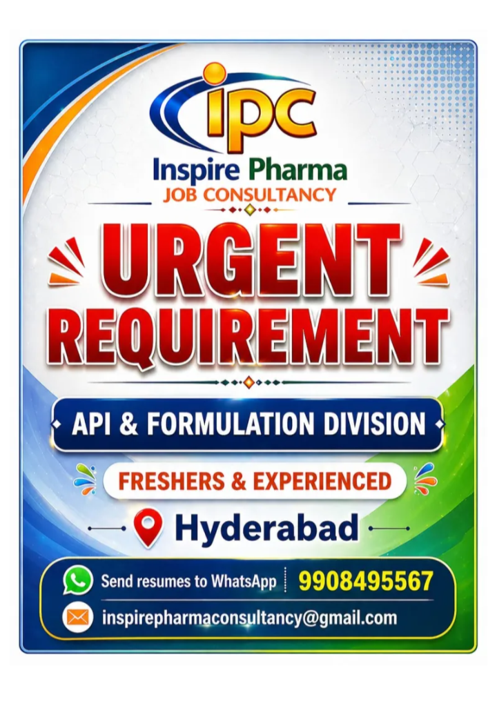 Pharma Openings – Multiple Departments